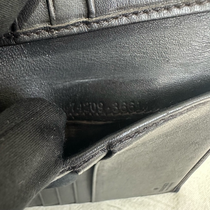 Gucci 中古 咖啡老花拼接皮革短夾-13
