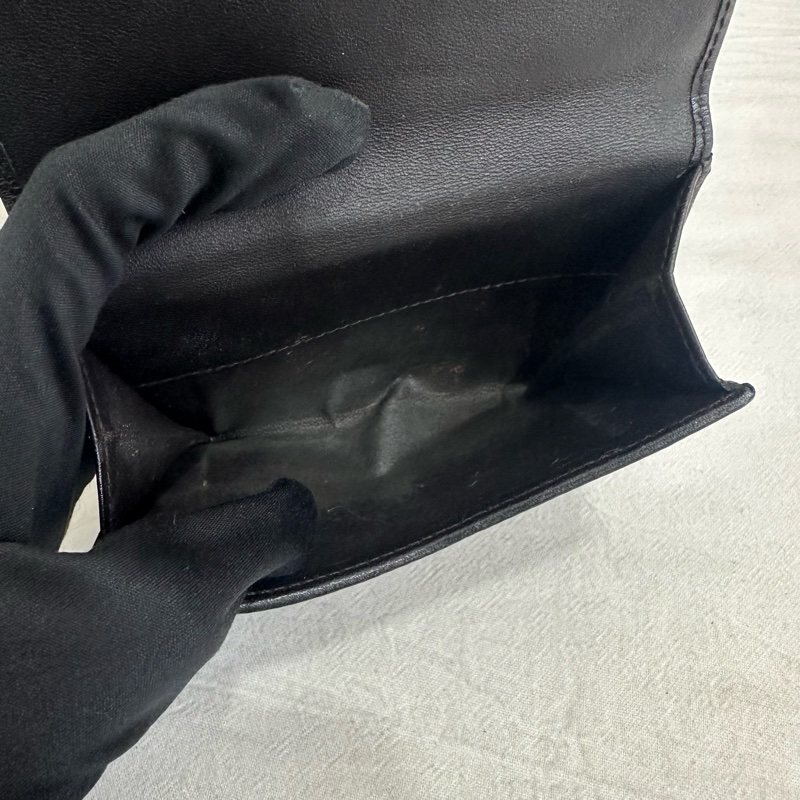 Gucci 中古 咖啡老花拼接皮革短夾-14