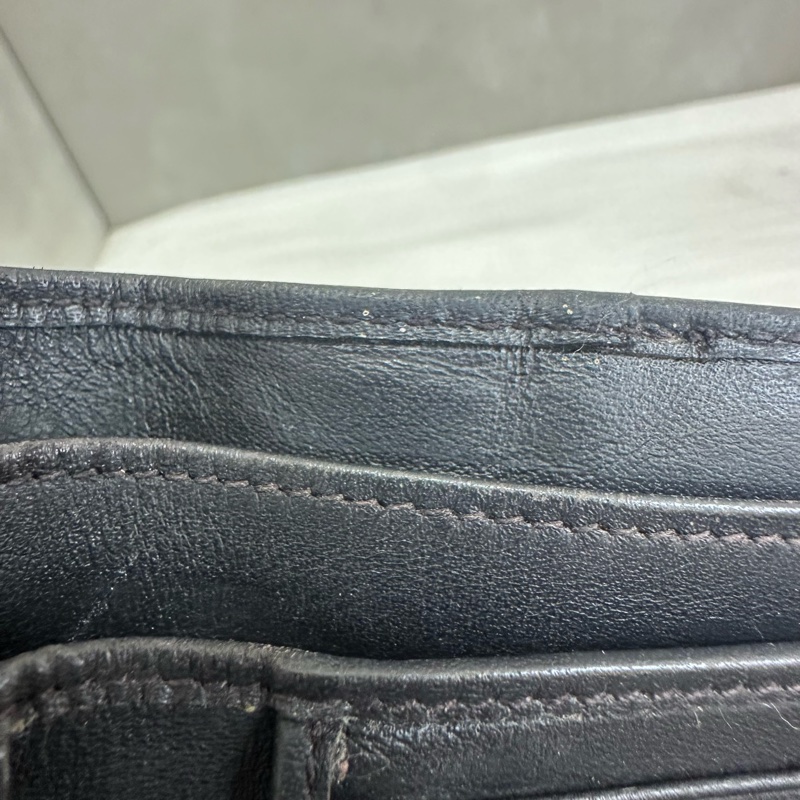 Gucci 中古 咖啡老花拼接皮革短夾-18