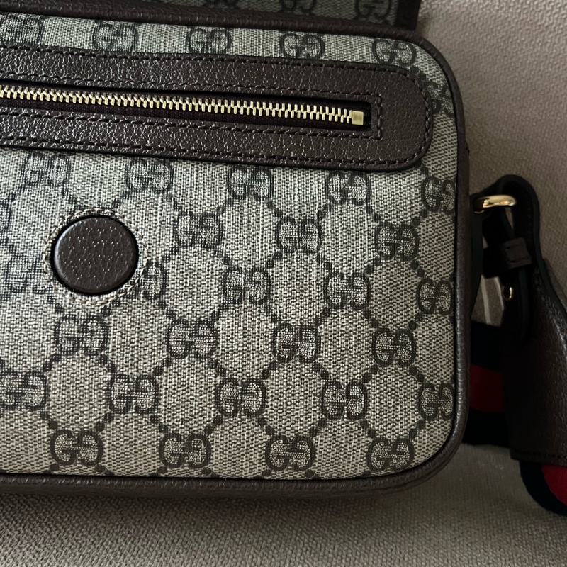 GUCCI Ophidia 紅綠織帶郵差包 - 小號烏木-12