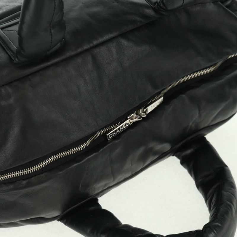 【日本直送】香奈兒波士頓包,黑色銀色雙C標誌皮革,正品編號mr1835V-5