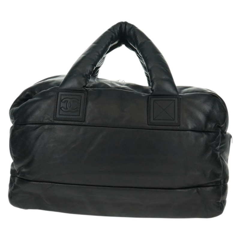 【日本直送】香奈兒波士頓包,黑色銀色雙C標誌皮革,正品編號mr1835V-12