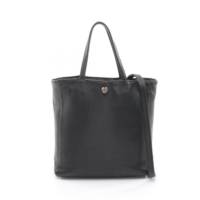 CHROME HEARTS 2Way 單肩托特包 黑色真皮 二手 男士-0