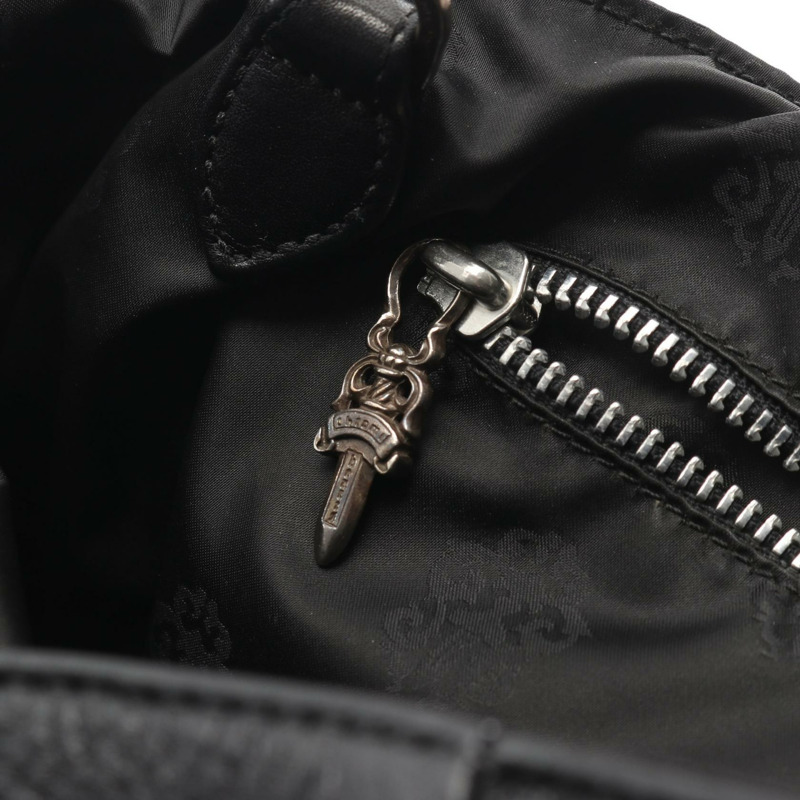CHROME HEARTS 2Way 單肩托特包 黑色真皮 二手 男士-8