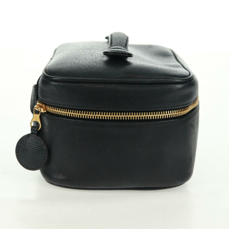 【日本直送】香奈兒魚子醬皮黑金CC標誌化妝包 Auth 157593V-3