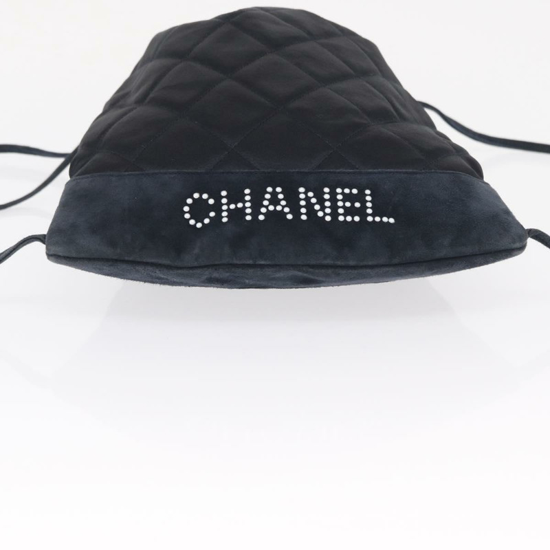 【日本直送】香奈兒 (CHANEL) 絎縫緞面海軍藍雙排扣背包,附CC標誌,貨號ka1497-4