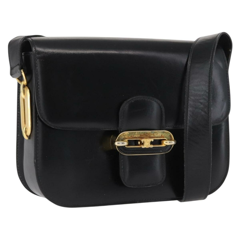 【日本直送】CELINE 黑色金色皮革肩背包,正品編號 164937-0
