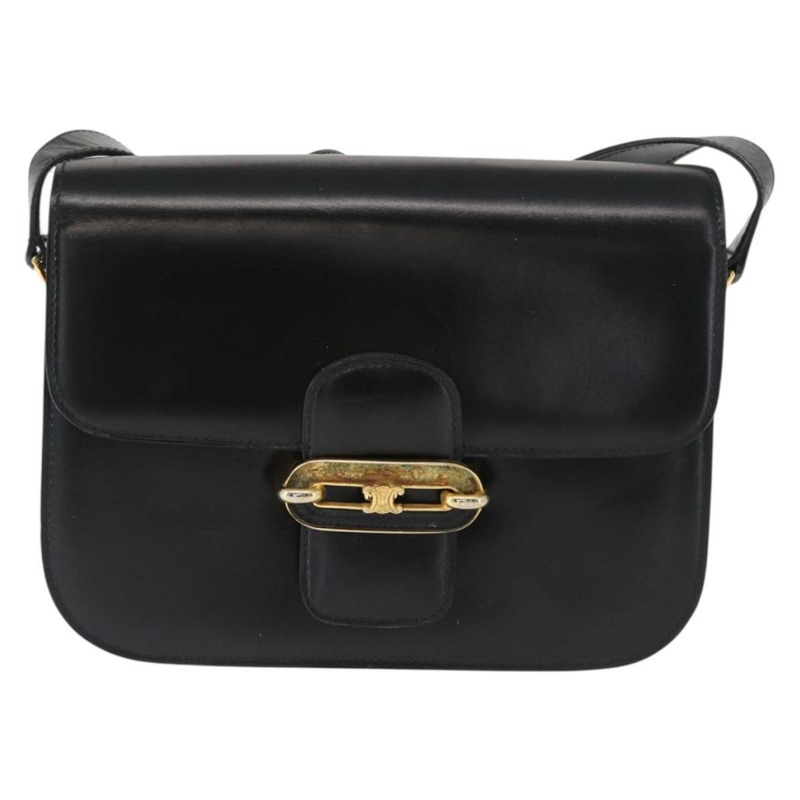 【日本直送】CELINE 黑色金色皮革肩背包,正品編號 164937-12