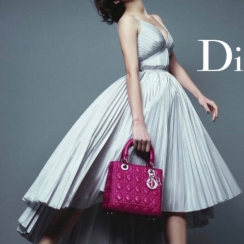 DIOR 銀扣黛妃五格手提肩背斜背包24.5*20*12 98新配件塵袋