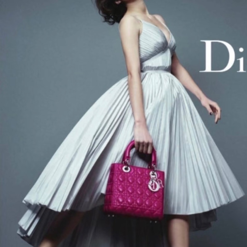 DIOR 銀扣黛妃五格手提肩背斜背包24.5*20*12 98新配件塵袋-0