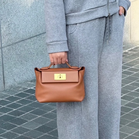 HERMES金棕金扣2424mini手提肩背斜背包21*16*11 99新配件盒子塵袋