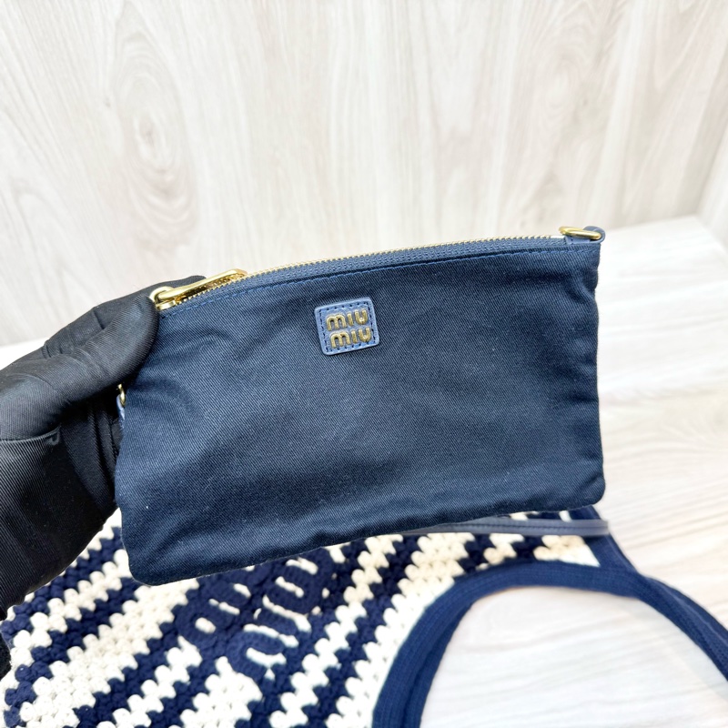 MIUMIU藍白編織金釦IVY托特包-9