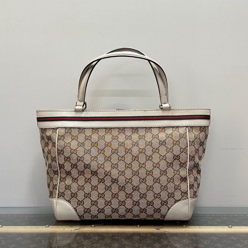 GUCCI 老花滿印紅綠條紋帆布蝴蝶結托特包29*14*13 98新配件塵袋-6