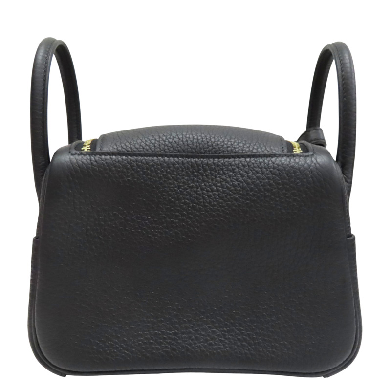 黑色 Clemence牛皮 Mini Lindy 肩背包 W刻 金釦【HERMES 愛馬仕】-1