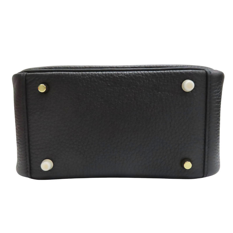 黑色 Clemence牛皮 Mini Lindy 肩背包 W刻 金釦【HERMES 愛馬仕】-3