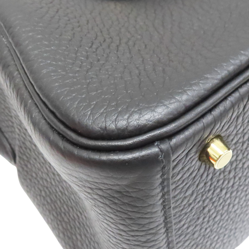 黑色 Clemence牛皮 Mini Lindy 肩背包 W刻 金釦【HERMES 愛馬仕】-8