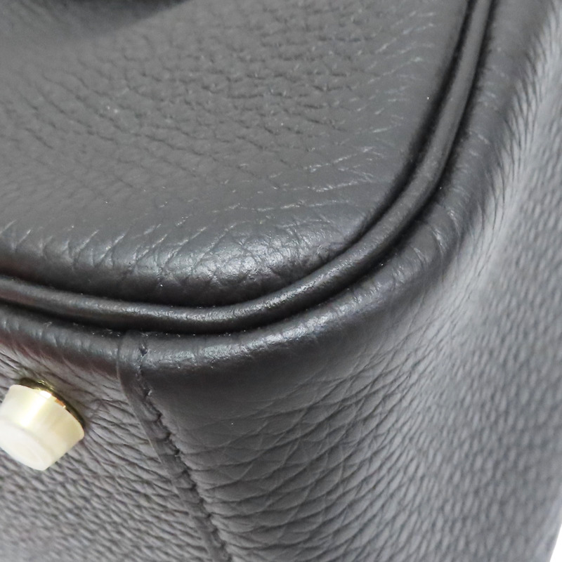 黑色 Clemence牛皮 Mini Lindy 肩背包 W刻 金釦【HERMES 愛馬仕】-9