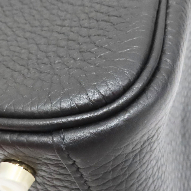 黑色 Clemence牛皮 Mini Lindy 肩背包 W刻 金釦【HERMES 愛馬仕】-11