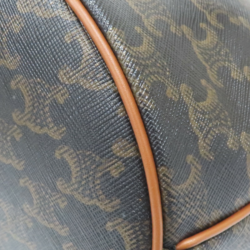 棕色 帆布 牛皮 TEEN CLARA 水桶包 肩背包 121672【CELINE 賽琳】 121672-13