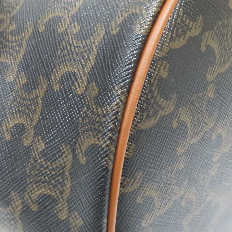 棕色 帆布 牛皮 TEEN CLARA 水桶包 肩背包 121672【CELINE 賽琳】 121672-14