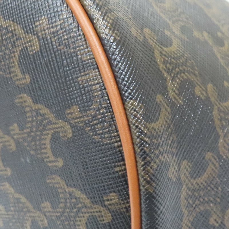 棕色 帆布 牛皮 TEEN CLARA 水桶包 肩背包 121672【CELINE 賽琳】 121672-15