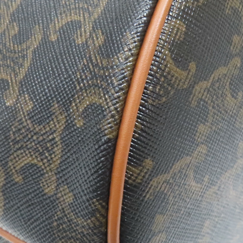 棕色 帆布 牛皮 TEEN CLARA 水桶包 肩背包 121672【CELINE 賽琳】 121672-16