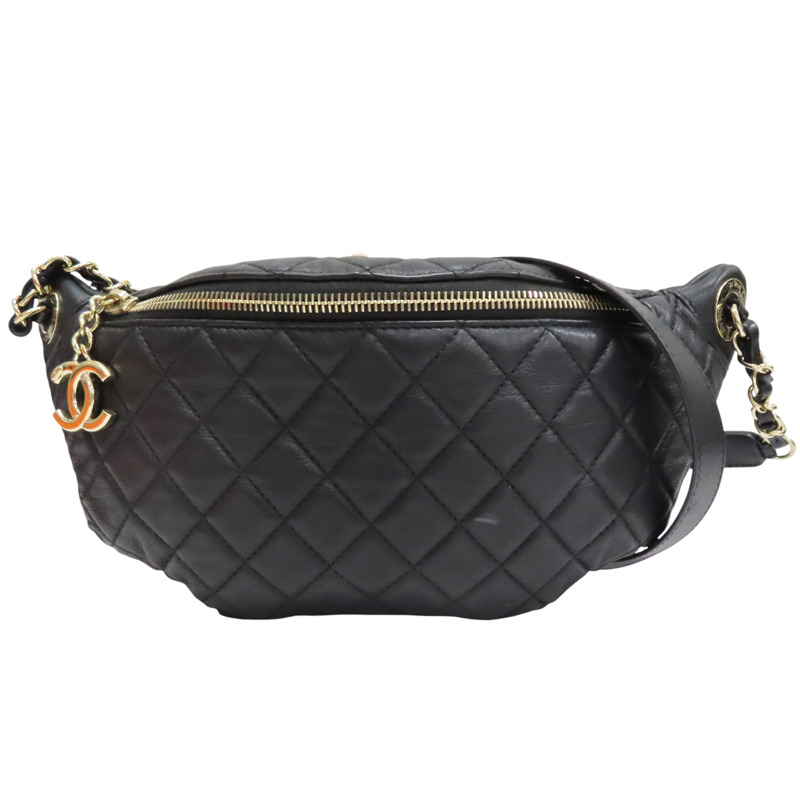 黑色 菱格紋 牛皮 腰包【CHANEL 香奈兒】 AS4860-0