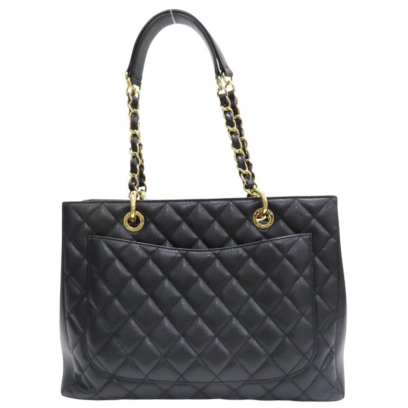 黑色 菱格紋 荔枝牛皮 GST手提包 金釦【CHANEL 香奈兒】 A50995-1