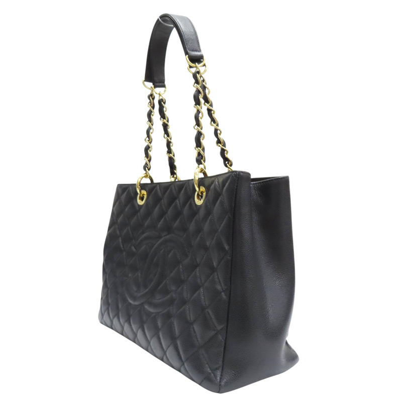 黑色 菱格紋 荔枝牛皮 GST手提包 金釦【CHANEL 香奈兒】 A50995-2