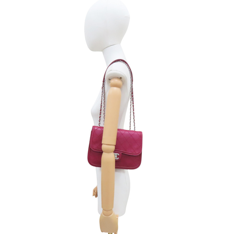紅色 牛皮 鏈背包 銀釦【CHANEL 香奈兒】-9