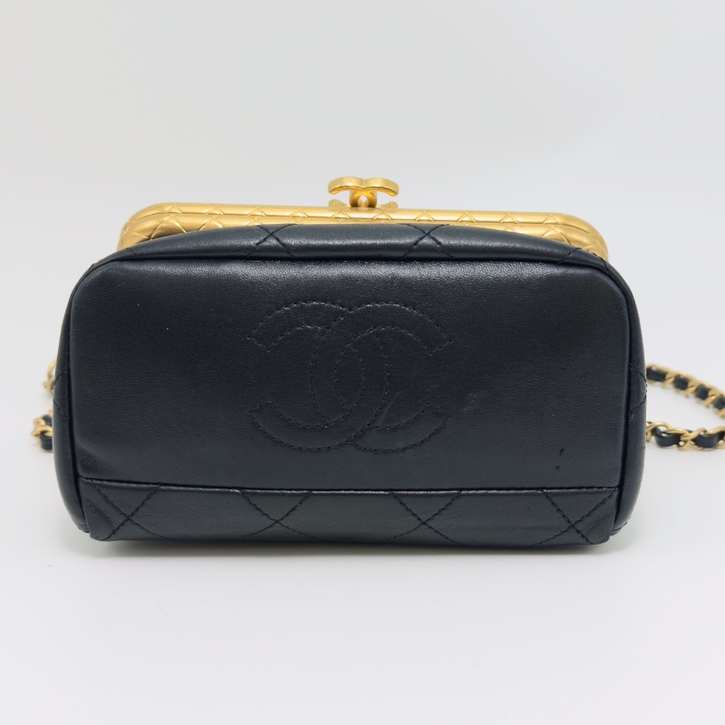 CHANEL手工坊kisslock 黑金肩背斜背晚宴包17*15*9 98新配件保卡-4