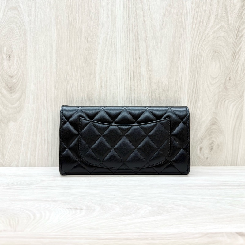 CHANEL黑色金釦羊皮COCO下蓋長夾AP0241-1