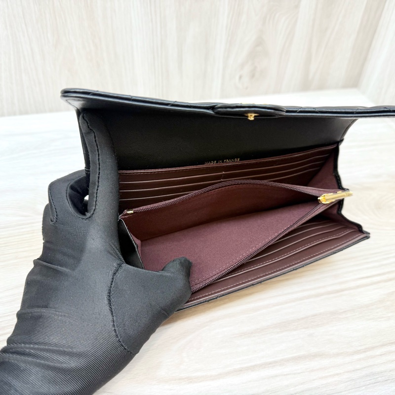 CHANEL黑色金釦羊皮COCO下蓋長夾AP0241-7