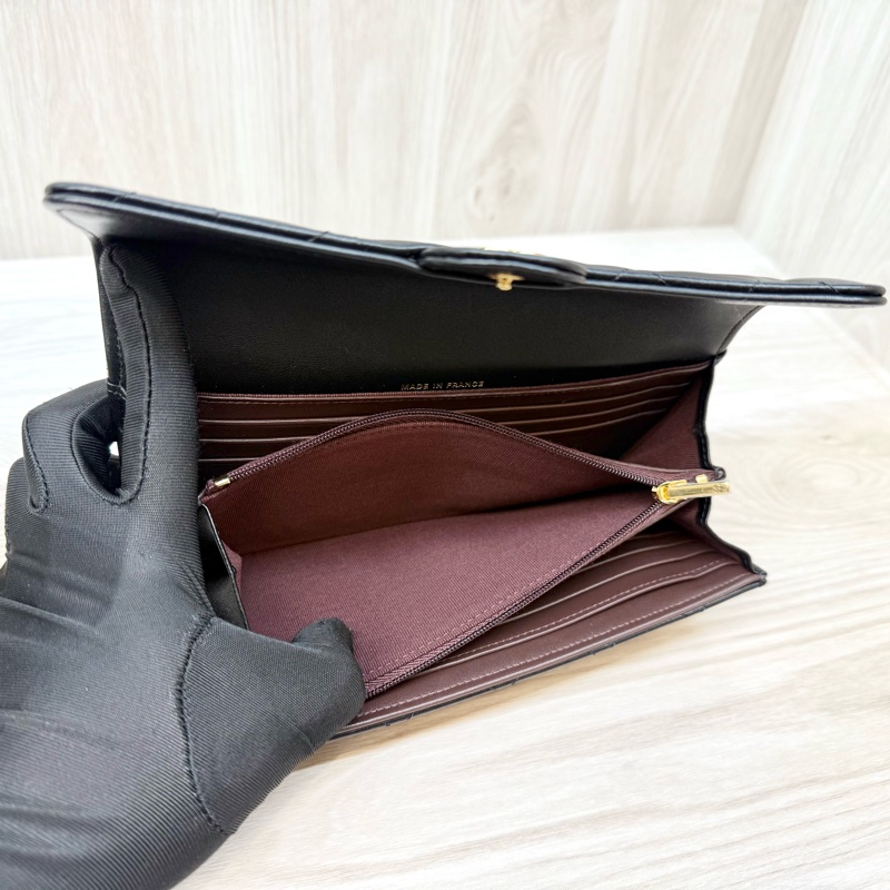 CHANEL黑色金釦羊皮COCO下蓋長夾AP0241-8