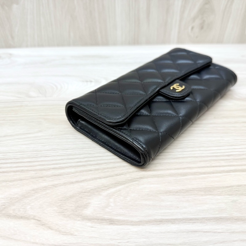 CHANEL黑色金釦羊皮COCO下蓋長夾AP0241-11