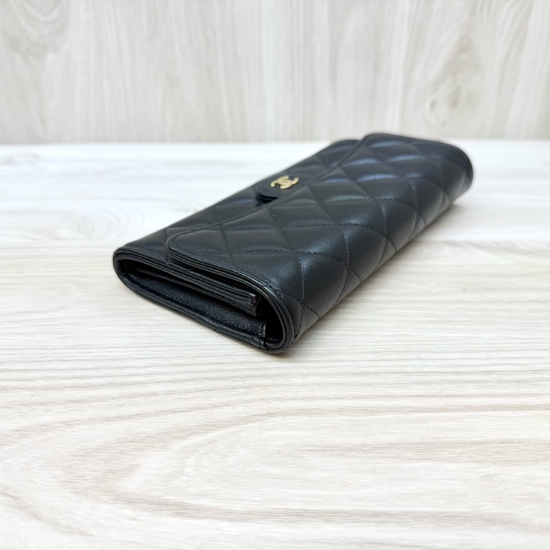 CHANEL黑色金釦羊皮COCO下蓋長夾AP0241-13