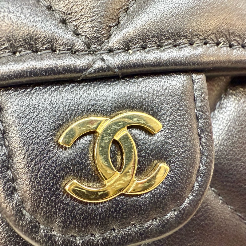 CHANEL黑色金釦羊皮COCO下蓋長夾AP0241-20