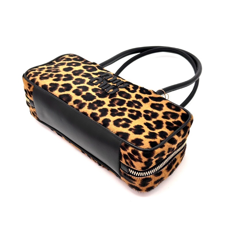 MIUMIU Beau豹紋金扣 大號手提肩背斜背保齡球包 28*12*9 全新閒置配件塵袋-3