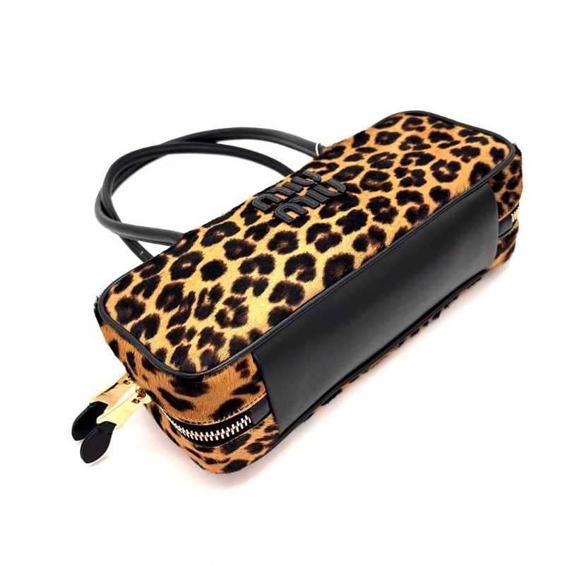 MIUMIU Beau豹紋金扣 大號手提肩背斜背保齡球包 28*12*9 全新閒置配件塵袋-5