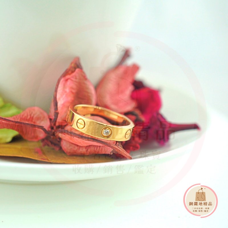 Cartier 卡地亞 LOVE玫瑰金鑲鑽戒指 鑽戒 (附購證)-1