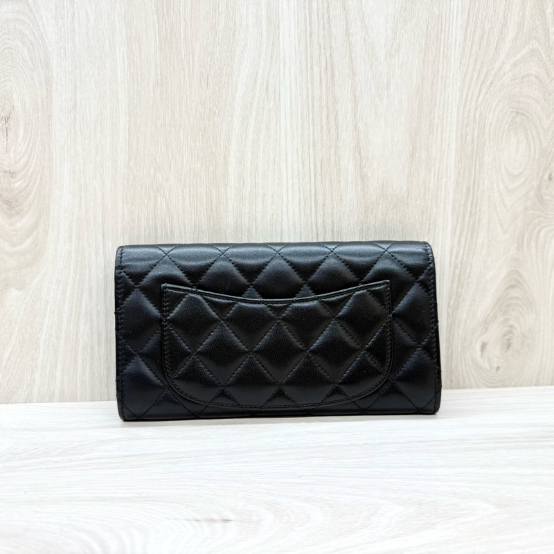 CHANEL黑色銀釦羊皮COCO下蓋長夾AP0241-1