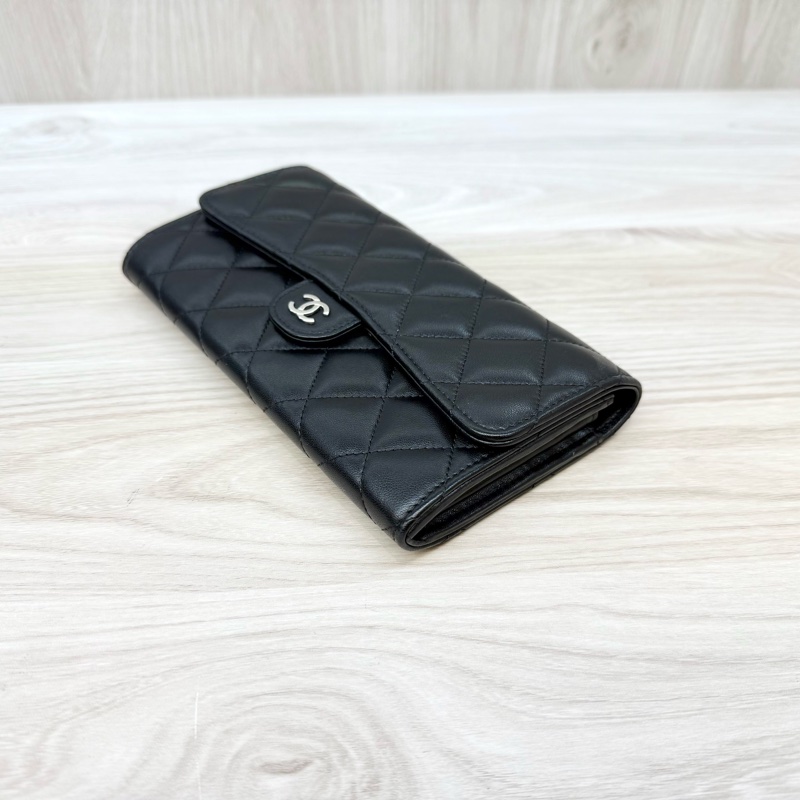 CHANEL黑色銀釦羊皮COCO下蓋長夾AP0241-15