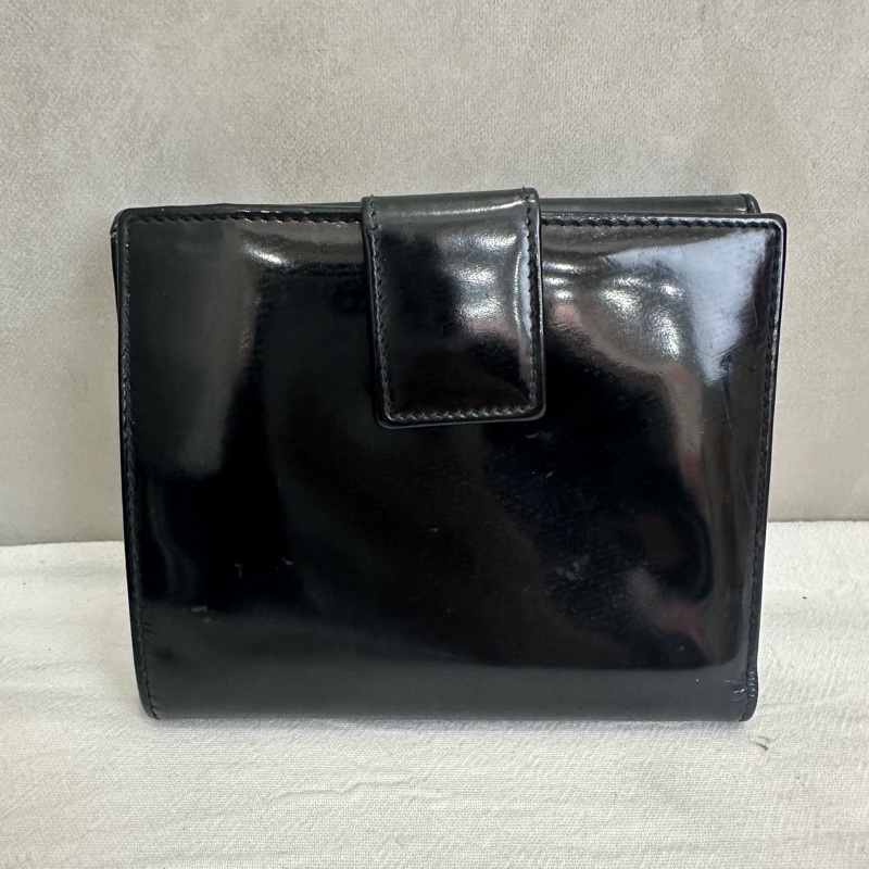 Gucci 黑色漆皮零錢袋短夾-2