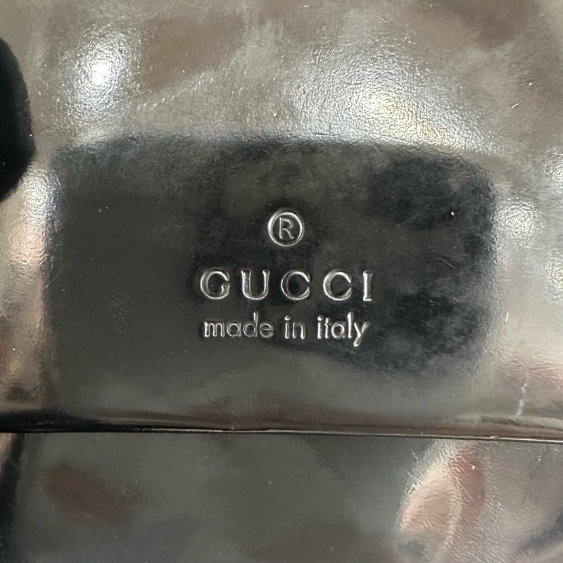 Gucci 黑色漆皮零錢袋短夾-5