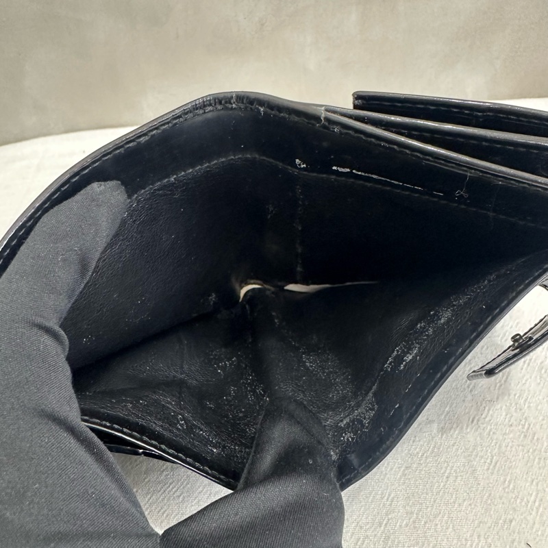 Gucci 黑色漆皮零錢袋短夾-19