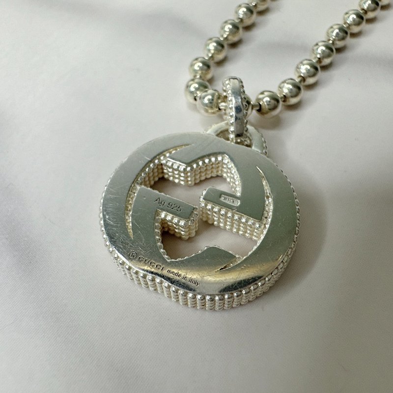 GUCCI 雙G 925純銀項鍊-3
