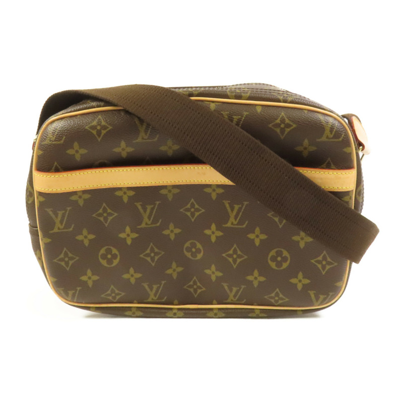 LOUIS VUITTON Monogram Reporter PM金扣肩背袋棕色-0