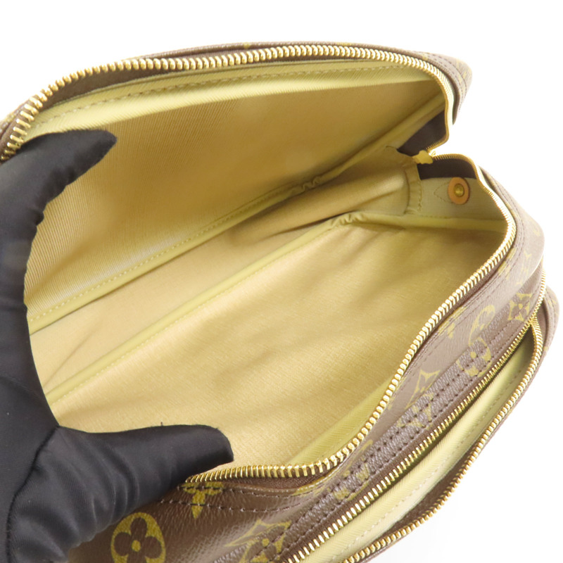 LOUIS VUITTON Monogram Reporter PM金扣肩背袋棕色-4