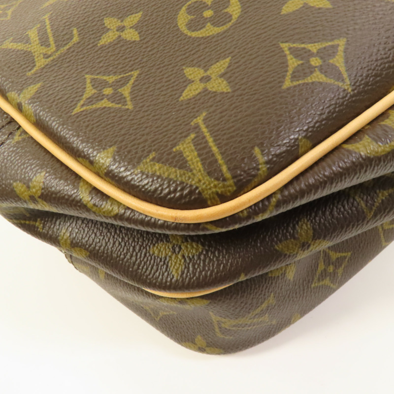 LOUIS VUITTON Monogram Reporter PM金扣肩背袋棕色-10