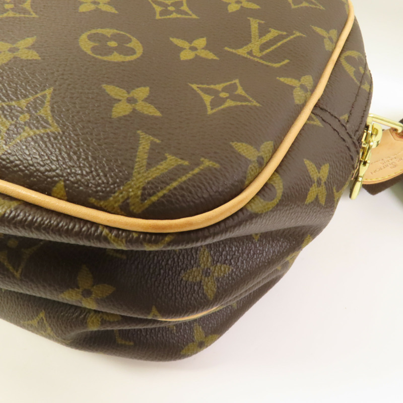 LOUIS VUITTON Monogram Reporter PM金扣肩背袋棕色-11